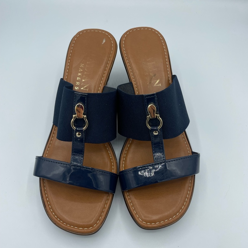Italian Shoemakers| Sandals Blue Slip On Wedge Heel Sandals | Size 7
